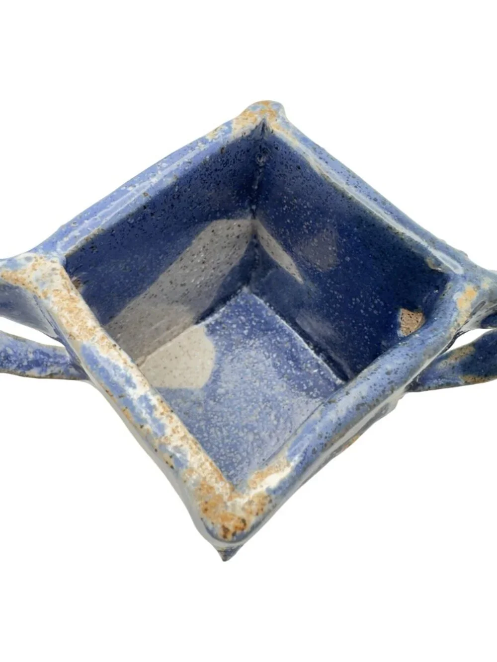 Studio-Made Blue White Pottery Creamer Sugar Ceramic Handcrafted Glaze Signed 3